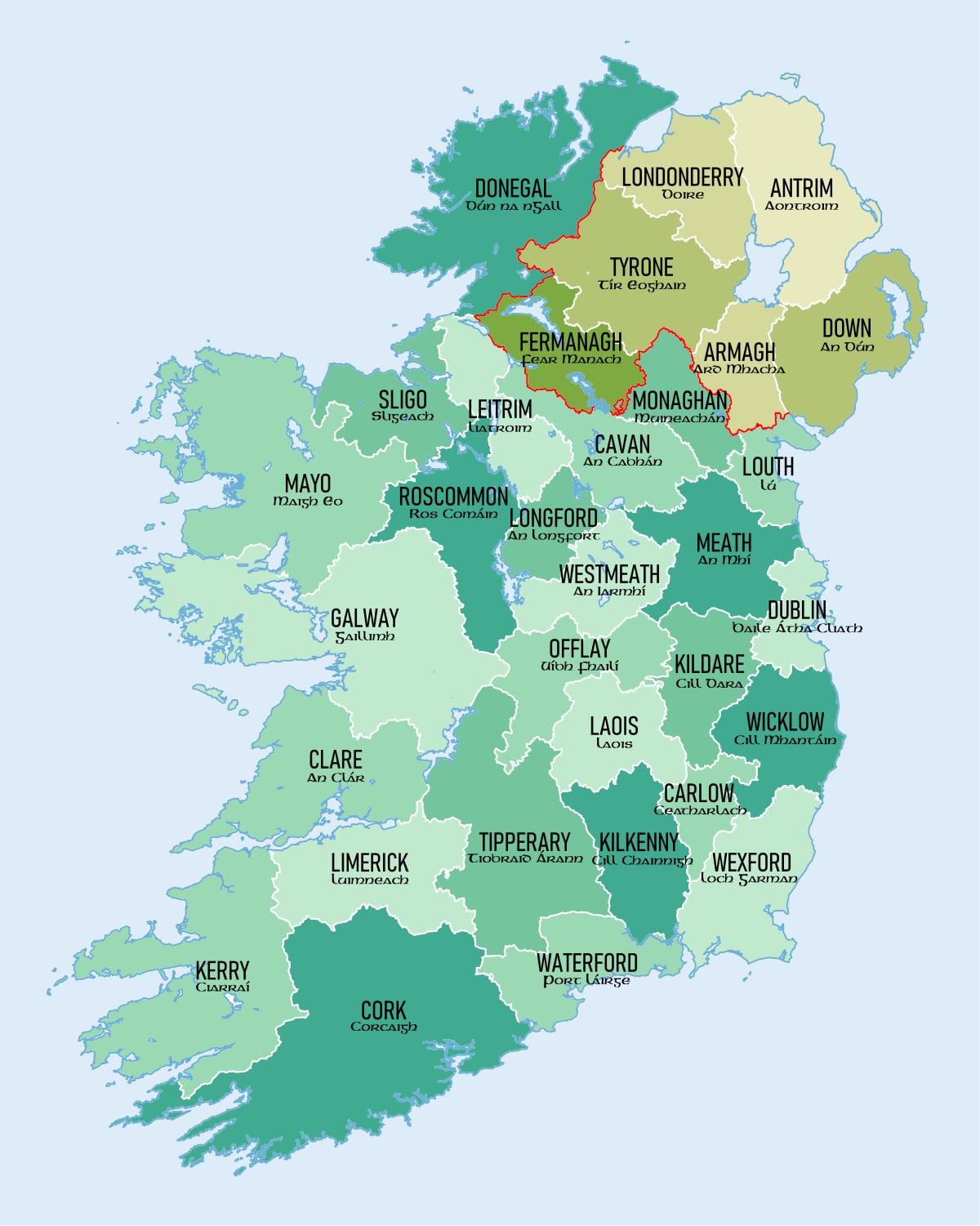 מפה של מחוזות irelands