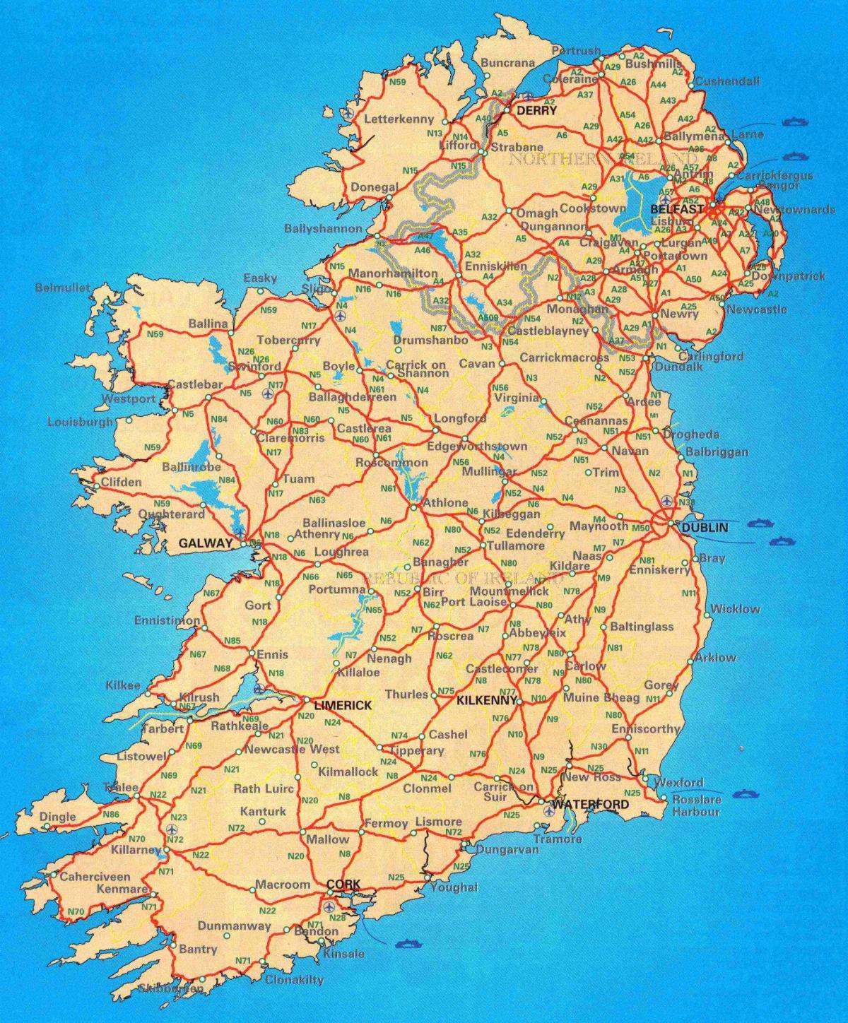 חינם מפת הדרכים של אירלנד
