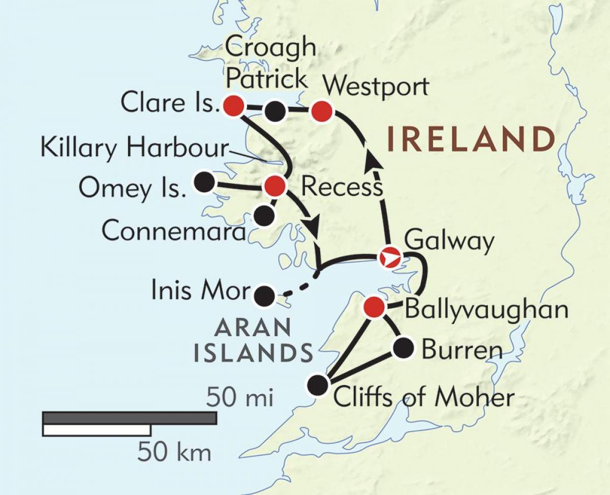 מפה של החוף המערבי של אירלנד 